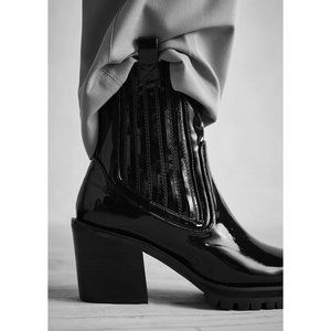 SOLD Jeffrey Campbell Sabine Chelsea Moto black lug sole boots
